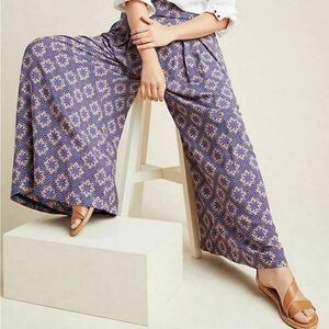 NEW Maeve by Anthropologie Wide Leg Palazzo Pleated Purple Terrace Pants Size 8